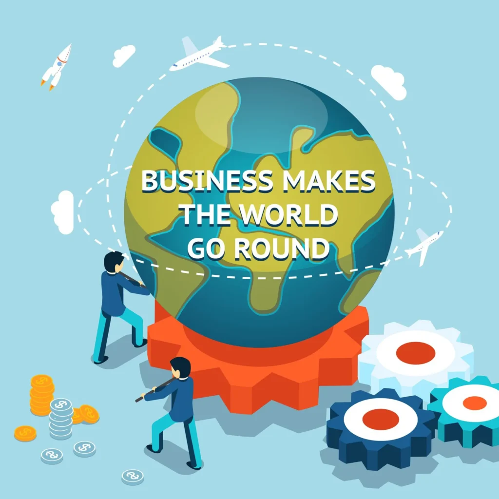 business makes world go round isometric 3d vector illustration 1284 46969 1