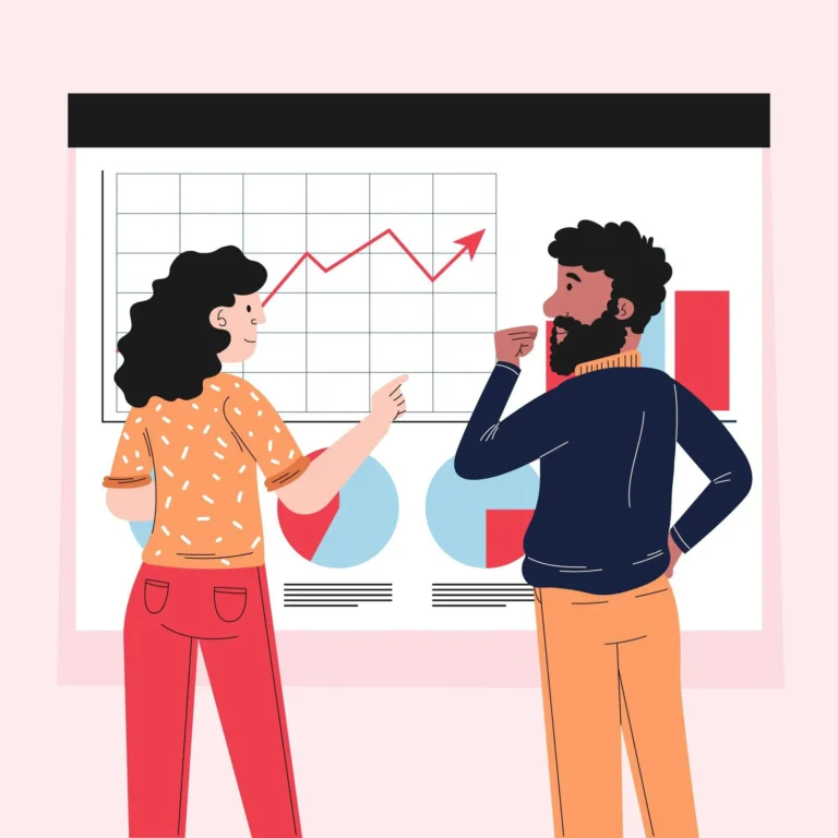 flat-hand-drawn-people-analyzing-growth-charts-illustration_23-2148869230