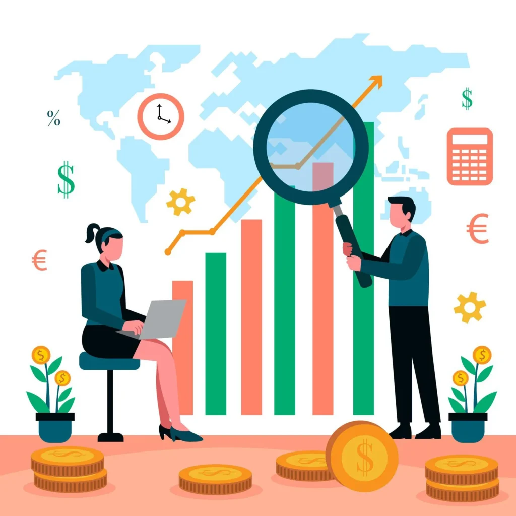 stock market analysis illustration with people 23 2148589177